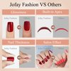 Red Press on Nails Short, Jofay Fashion Soft Gel Fake Nails, Cat Eye Christmas Press on Nails, Reusable & Natural Acrylic False Nails, Stick on Nails for Women Girls Gift, Glue on Nails Kit 32 Pcs