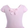 IBAKOM Girls' Raglan Cap Sleeve Leotard for Toddler Kids Gymnastics Dance Ballet Tutu Dress High Low Skirted Ballerina Dancewear Practice Outfit Dress Up Activewear Costume Pink 18-24 Months