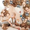 170Pcs CowBoy Balloons Garland Arch Kit, Cow Brown Neutral Blush Confetti Print Balloons for Western Cowboy Cowgirl Farm Animal Themed Baby Shower Bachelor Birthday Party Decorations Supplies