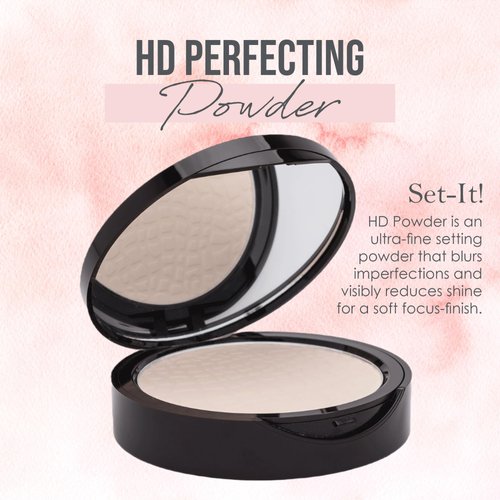 Manna Kadar Beauty HD Perfecting Powder - Ultra-Fine Setting Powder, Blurs Imperfections, Reduces Shine, Brightens Complexion, Conceals, Universal Shade is Colorless, Keeps Makeup in Place, Compact