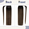 LaaVoo Pony Tails Hair Extensions Real Human Hair Balayage Dark Brown to Light Brown Real Hair Extensions Ponytail 16 Inch Human Hair Ponytail Extensions for Black Women Double Weft 80 Gram
