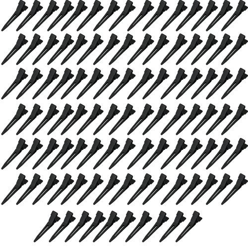 100 Pieces Single Prong Hair Clips, BetterJonny Black Section Hair Clips 1.75 Inches Curl Clips M...