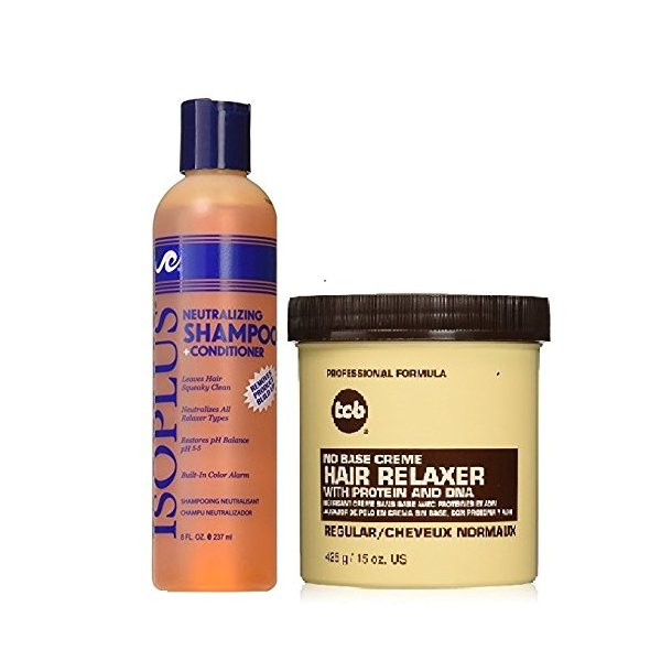 TCB No Base Creme Hair Relaxer, Regular, 15oz +Isoplus Neutralizing Shampoo Conditioner 8oz