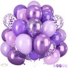 Purple Mixed Balloons, 60 PCS 12inch Lavender Balloons Metallic Purple and Purple Confetti Latex Balloons for Girls Birthday Baby Shower Bridal Shower Wedding Party Decorations