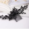 Missgrace Women's Handmade Gothic Black Full Rhinestones Side Hair Comb for Prom Party Special Occasion Punk Headpiece (Black, 17 cm x 7 cm)