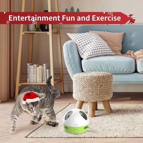 PETGEEK Interactive Cat Toy, Hide Mouse Cat Toy with Squeaky Mouse, Electronic Automatic Cat Toys with Catnip Filled Hidey Mouse, Best Gift for Birthday, Thanksgiving, Christmas, New Year
