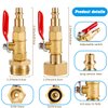 Breezliy 2PCS Brass RV Winterize Blowout Adapter, 1/4 Inch Male Quick Connecting Plug &3/4 inch Male GHT Thread &1/4 Inch Ball Valve with 2 Pcs Washers for Winterize RV Boat Camper Trailer