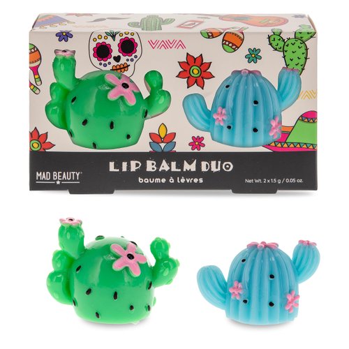 Mad Beauty Fiesta Forever Lip Balm Duo | Cactus-Shaped | Pineapple & Lime Scents | Cruelty-Free | Fun and Moisturizing Lip Care