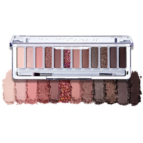 JOAH Color Haul Eyeshadow Palette, Travel Size Eye Makeup Kit, Matte & Shimmer Eyeshadow, Korean Makeup, 12 Highly Pigmented, Super Bendable Soft & Deep Colors, Includes Brush, First Dance