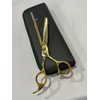 7INCHES AND 6.5INCHES PROFESSIONAL HAIR CUTTING AND THINNING SHEARS SET RAZOR EDGE BARBER SCISSORS HANDMADE SCISSORS RIGHT-HAND MADE OF HIGH CARBON STEEL (GOLDEN, 7)