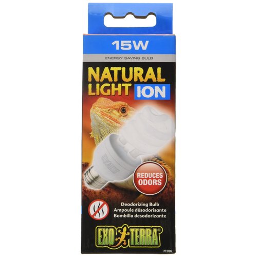 Exo Terra Natural Light Ion, Reptile Terrarium Deodorizing Light Bulb, 15 Watts, PT3785