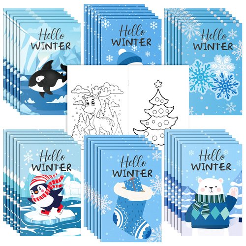 Jetec 36 Pcs Winter Coloring Books for Kids Bulk Religious Christmas Mini Coloring Books Winter S...
