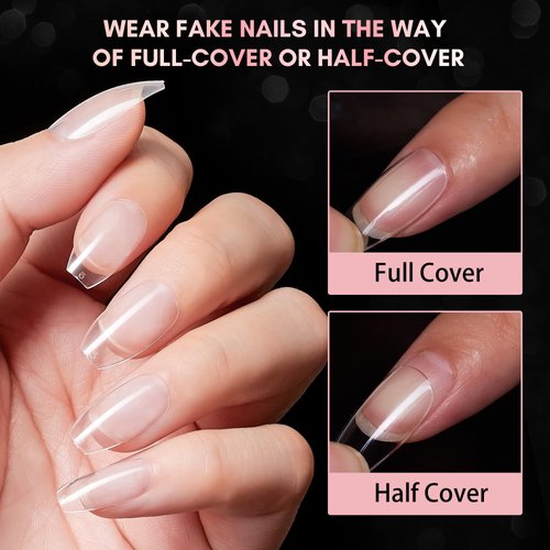 Makartt Nail Tips Short Coffin Nails 500pcs Press on Nails Full Cover Fake Nails Ballerina Clear Nails for Nail Extension Soak Off False Nails 10 Sizes Acrylic Nails for Gel Polish Salon DIY Nail Art