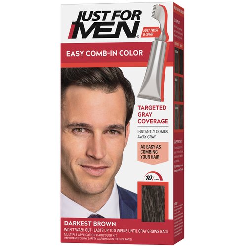 Just For Men Easy Comb-In Color Mens Hair Dye, Easy No Mix Application with Comb Applicator - Dar...