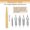 11PCS Comic Pen Nib Set, Oblique Calligraphy Dip Pen Set Fluid Writer Pen, Wooden Drawing Pen Holder with 10 Pieces Stainless Steel Pen Replacement Nibs Nib for Writing, Painting, Signing, Sketch