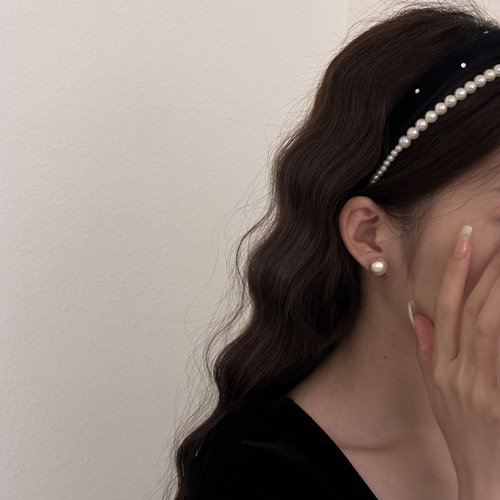 Black Headbands for Women Girls Double Layer Pearl Velvet Headbands Non Slip Soft Thick Padded Headband Sparkly Fall Turban Headband No Teeth Head Bands Hoops Headwear Styling Tools Accessories