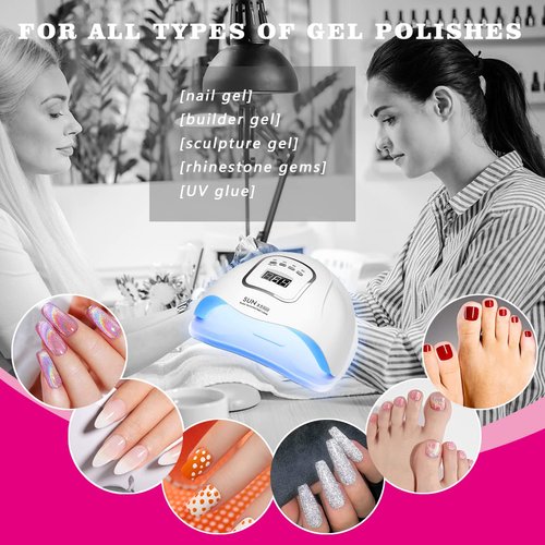 KFE Hardware UV Gel Nail Lamp,150W UV Dryer LED Light for Polish-4 Timers Professional Art Accessories, Curing Gel Toe Nails, White (Pink)