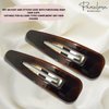Parcelona French Clic Clac 3 1/4" Tortoise Shell Brown Celluloid No Slip Grip Snap Hair Clips for Women