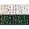 200+ Styles (20 Sheets) Luminous Space Kids Temporary Tattoos for Party Supplies, Outer Space Party Favors with Astronaut/Planet/Star/Moon, Car Party Favors with Cars/Trucks/Bus/Trains/Airplanes, Game Party Favors with Game Switch, Robot Party Favors with