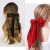 Atoden Hair Bows Black Red 4Pcs Silky Satin Hair Ribbons Cute Coquette Bows Oversized Long Tail Bow Hair Barrettes Metal Clips Big Bowknot Hair Accessories for Women Teen Girl Gifts Trendy Stuff