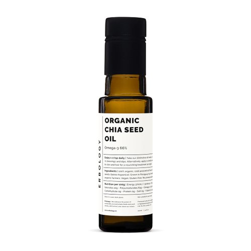 Erbology Organic Chia Seed Oil 3.4 fl oz - Cold-Pressed - Rich in Omega-3 (66%) and Vitamin E (330% RI) - No Additives or Preservatives - Sustainably Sourced - Vegan - GMO-Free