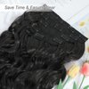 noxozoqm Clip in Hair Extensions 6 PCS Natural Soft Hair Blends Well Hair Extensions 20 Inch Natural Black Long Wavy Hairpieces for Women