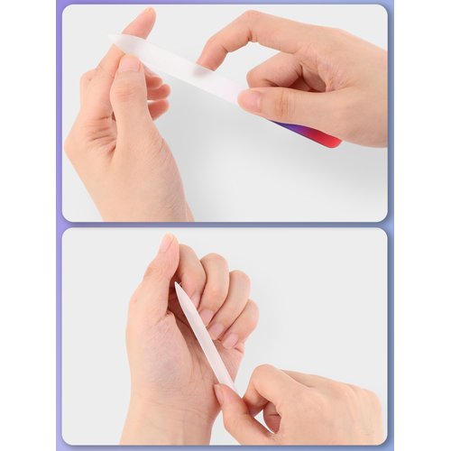 2-Pack Glass Nail File 2mm Thickness Crystal Files with Case Fingernail File for Nature Nails Double-Sided Etched Czech Glass Files for Travel Fine Grit Nail Filer Gifts Package Stocking Stuffers