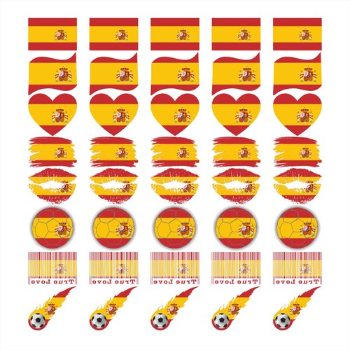 Womaha 40 Sheets Meme Spain Flag Temporary Tattoos for Kids Fans Face Tattoo Stickers for Adults Group Activity Props