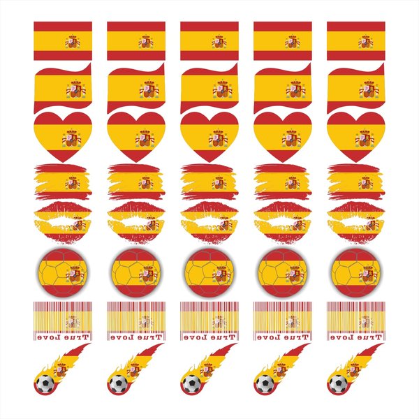 Womaha 40 Sheets Meme Spain Flag Temporary Tattoos for Kids Fans Face Tattoo Stickers for Adults Group Activity Props