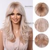 testar Shoulder Length Blonde Curly Wigs for White Women Platinum Wigs With Curtain Bangs Synthetic Heat Resistant Wavy Wigs for Women Daily Party Use