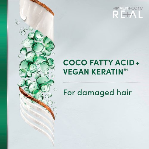 DOVE MEN + CARE Real Bio-Mimetic Care Conditioner For Damaged Hair Reconstruct Silicone-Free Conditioner With Coco Fatty Acid + Vegan Keratin 10oz