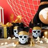 Sparkle and Bash 16 Pack Plastic Skull Themed Tumbler Cups for Kids Pirate Birthday Party Supplies (Black, 16 oz)