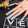 LOVFUL Press on Nails Eternal Stunning | Handmade with Full Covered Crystals | Reusable Fake Nails | Square | H46-L
