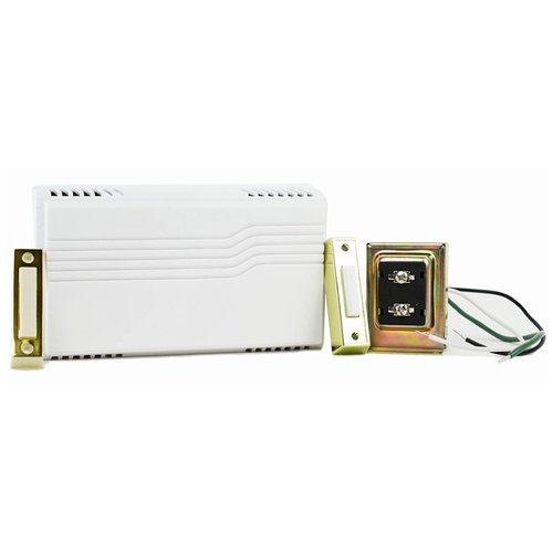 Newhouse Hardware Two Note Electric Door Bell Chime Kit with 16V/10 VA Transformer & Surface Mount Lighted Push Buttons, White