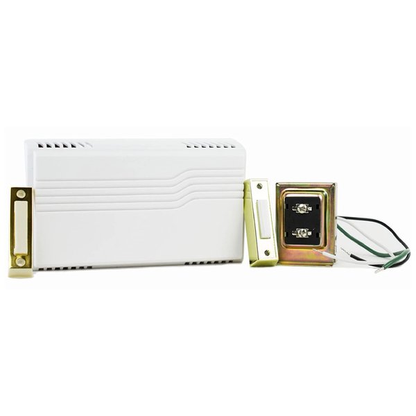 Newhouse Hardware Two Note Electric Door Bell Chime Kit with 16V/10 VA Transformer & Surface Mount Lighted Push Buttons, White