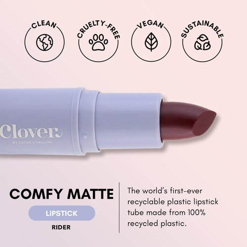Clover Comfy Matte Lipstick | Non Drying Lipstick, Moisturizing And Lightweight, High Pigmented Lipstick | Cruelty-Free & Vegan Lip Makeup | Shade - Rider