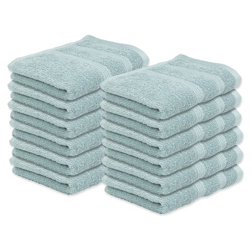 Kaufman - Premium Washcloth Set of 12 (13x13 Inches) 100% Cotton Ring Spun, Highly Absorbent, Durable and Ultra Soft Feel Wash Cloths Essential for Bathroom, Spa, Gym, and Face Towel (12PK)