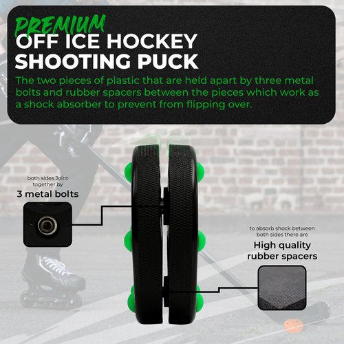 Green Biscuit Roller Hockey Puck Bucket 15 Pucks NHL Biscuit/GB Sticker- NHL Official Off Ice Hockey Pucks for Stick Handling, Passing, & Shooting Practice- Outdoor Street Hockey Puck-Dia 3",Thick 1"
