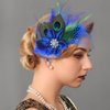 Yokawe Elegant Blue Peacock Hair Accessories with Crystal for Gatsby Party - Women's Feather Hair Clips