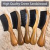 Handmade 100% Natural Green Sandalwood with Buffalo Horn Hair Comb - Anti-static Natural Sandalwood Hair Detox Wooden Comb (Fine Teeth)