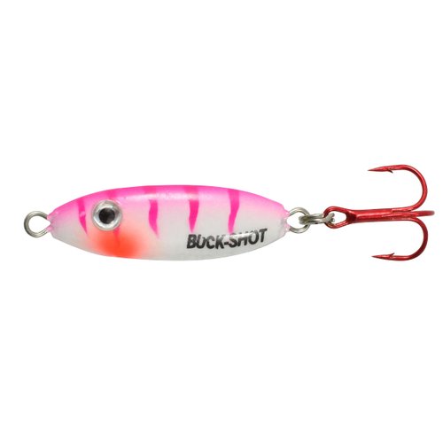 Northland Fishing Tackle UV Buck-Shot Ice Fishing Rattle Spoon, UV Pink Tiger, 1/4 Oz, 1/Cd