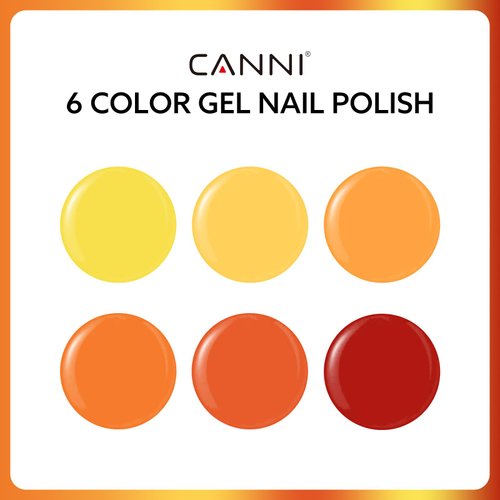 CANNI 6Pcs 9ml Yellow Gel Nail Polish Set- Orangr Red Yellow Gel Polish Kit DIY at Home Salon Christmas New Year's Gifts for Girls