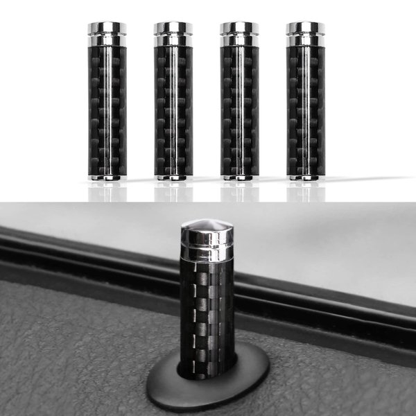 4PCS Car Door Lock Knob Carbon Fiber Door Lock Bolt Pin Cover Stick Set Vehicle Door Pull Pins Door Bolt Truck Pickup Interior Accessories