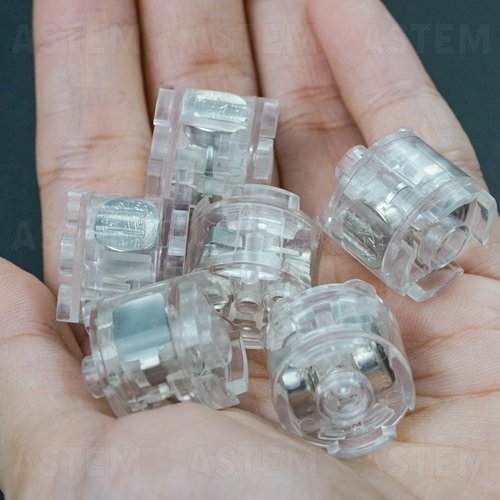 ASTEM Green Light-Up-Bricks Accessories Kits, 2x2 Classic Transparent LED Light Brick Pack, 6PCS Parts Building-Blocks Set Toys