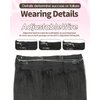 AGMITY Wire Hair Extensions Real Human Hair Jet Black 80g 16 Inch Straight invisible Removable Thick Fishing Line One Piece Clip in Extensions Human Hair(16 Inch #1 Jet Black）