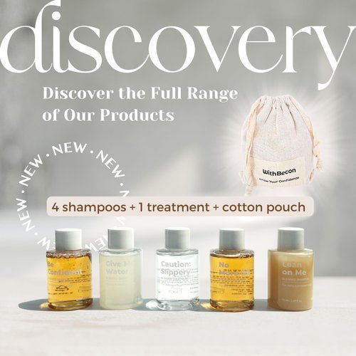 WithBecon Hair Loss Treatment Shampoo & Conditioner Discovery Travel Kit with Cotton Pouch - Paraben Free, Cruelty Free (5 bottles, 1.7 fl oz each)