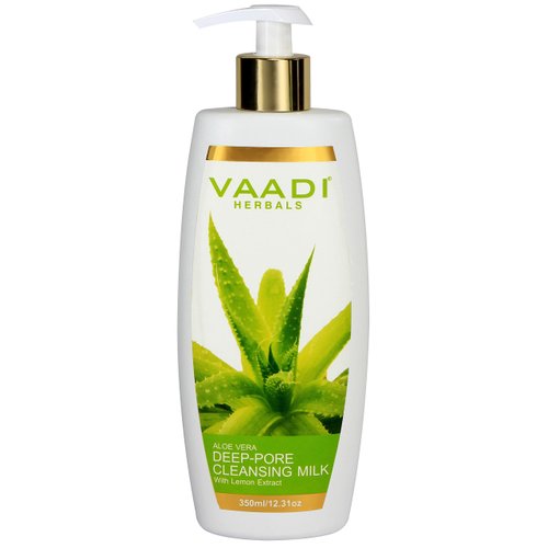 Vaadi Herbals Moisturizer Body Moisturizer Aloe Vera Deep Pore Cleansing Milk Moisturizing Lotion Dry Skin Moisturizer 12 Ounces (350 Millileter)