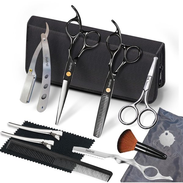Hair Cutting Scissors Hair Shears Set, Fozirut Professional Barber Shears Hair Scissors Thinning Shears Kit, Tijeras para Cortar Cabello Salon Haircut Scissors Bang Trimming Shears to Cut Hair