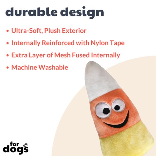 Huxley & Kent for Dogs | Kookie Korn | Halloween Power Plush Dog Toy with Squeaker | Funny Dog Toy Gift | Fun, Durable, and Safe | H&K Squeaky Dog Toys