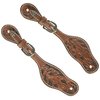 Turquoise Cross Floral Carved Ladies' Spur Straps Chestnut 45-0421